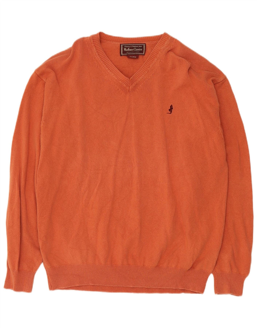 Marlboro Classics - Jersey con cuello en V para hombre, talla XL, algodón naranja