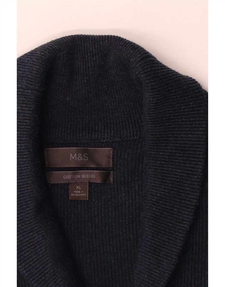 Marks & Spencer Suéter tipo cárdigan para hombre XL Algodón azul marino