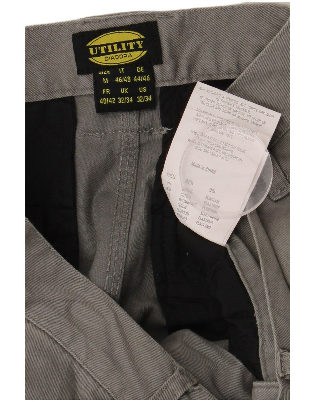 DIADORA Pantalón cargo slim para hombre W32 L34 Algodón gris