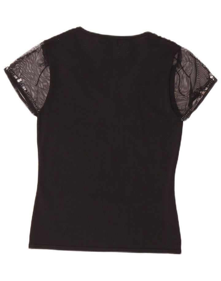 SKY DESIGN Womens Blouse Top UK 8 Small Black Viscose