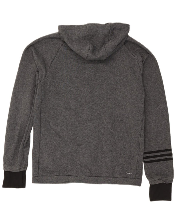 Adidas Hombre Climalite Zip Sudadera Con Capucha Suéter Grande Gris Colorblock Algodón