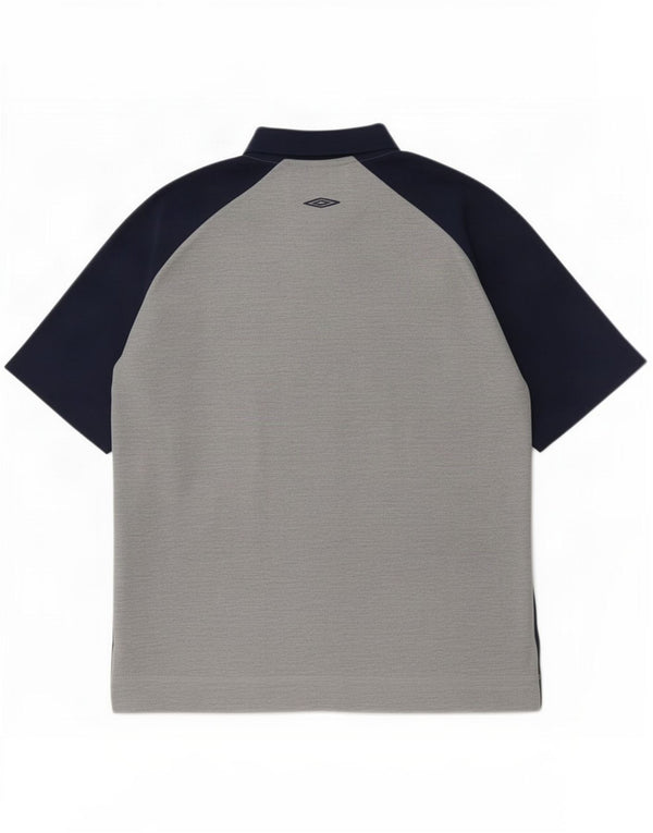 Umbro Polo para hombre UK 41/43 Large Gris Colorblock Poliéster