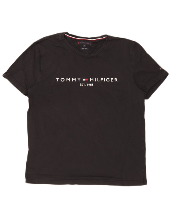 Tommy Hilfiger Camiseta gráfica para hombre Top grande de algodón negro