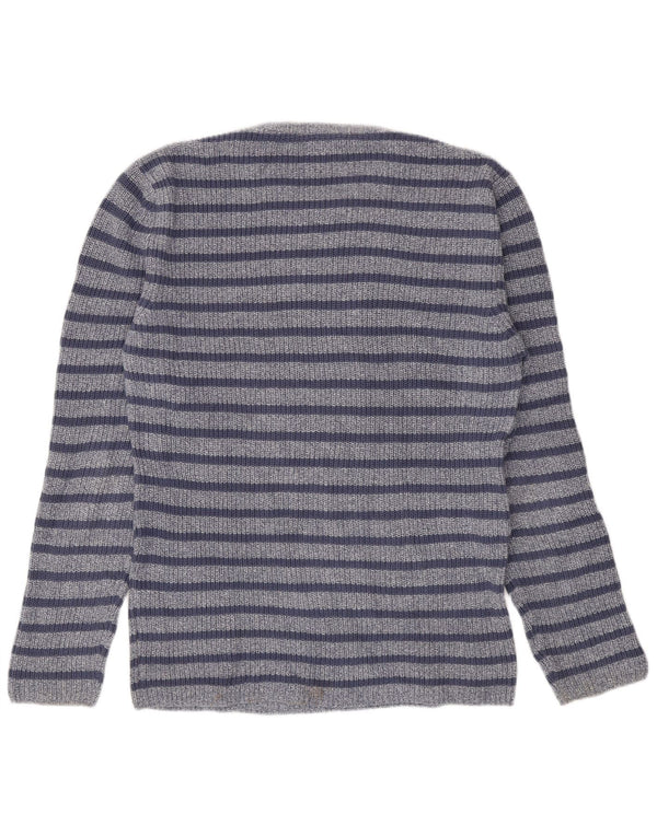 Zara Hombre Jersey De Cuello Redondo Jersey De Algodón A Rayas Azul Grande