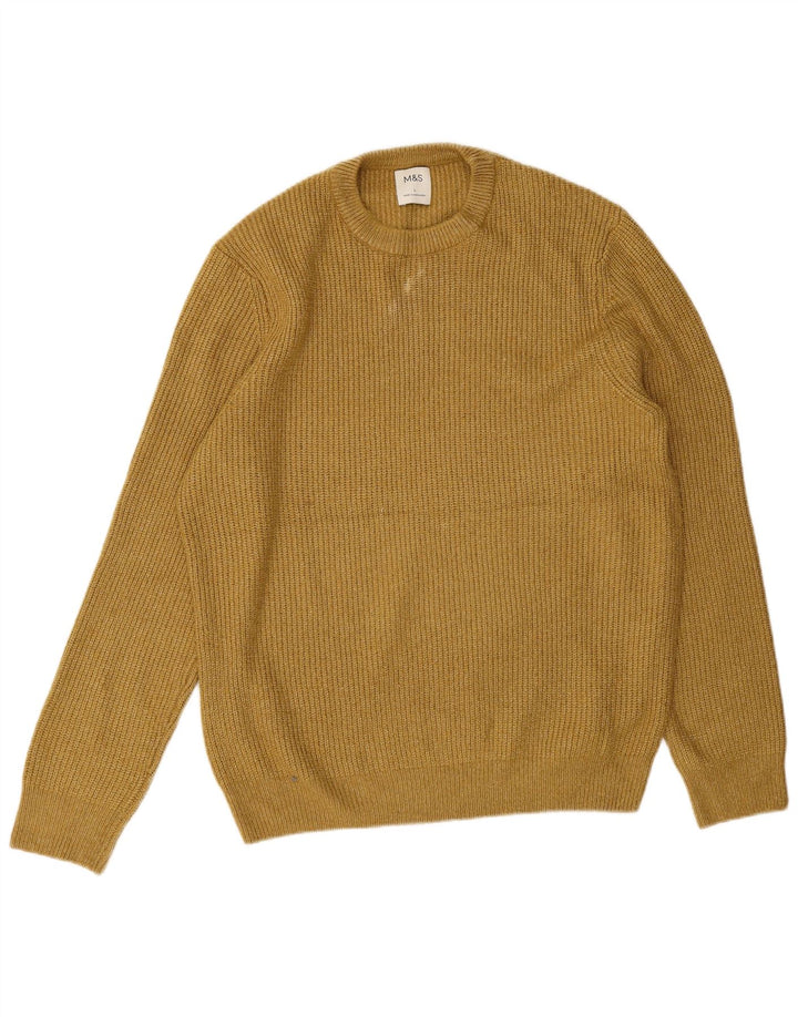 Marks & Spencer - Jersey de cuello redondo para hombre, talla grande, poliamida amarilla