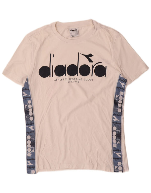 Diadora Hombre Camiseta Gráfica Top Medium Blanco Colorblock Algodón