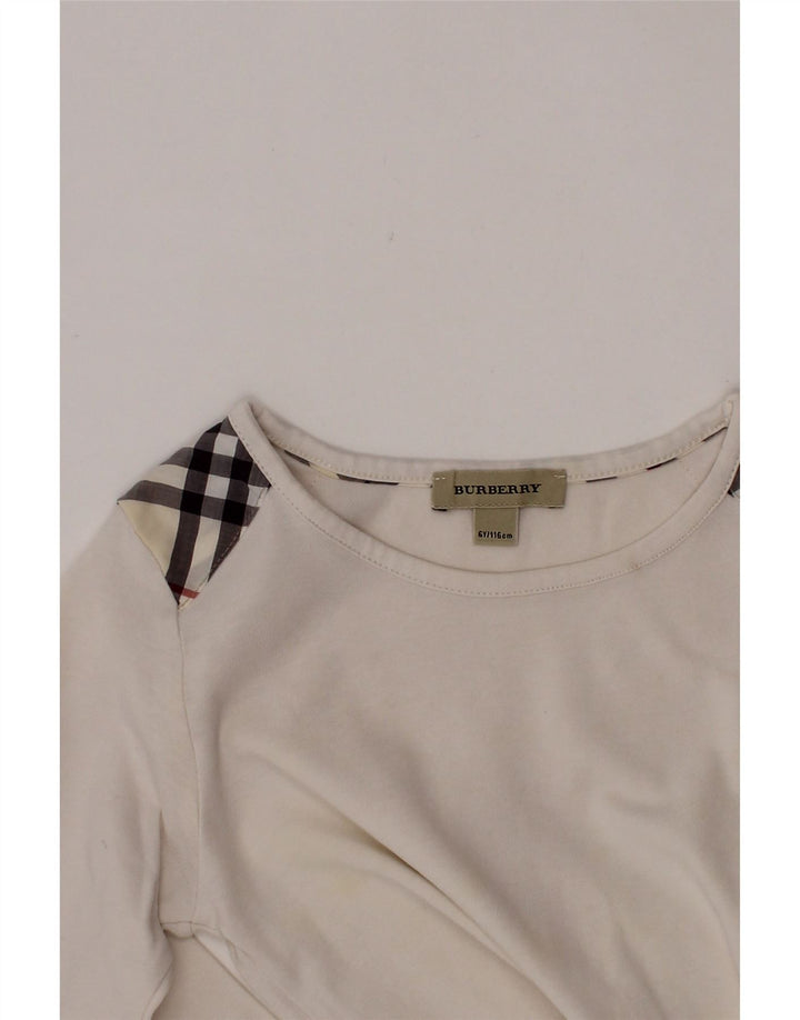 BURBERRY Top Niña Manga Larga 5-6 Años Blanco Cuadros