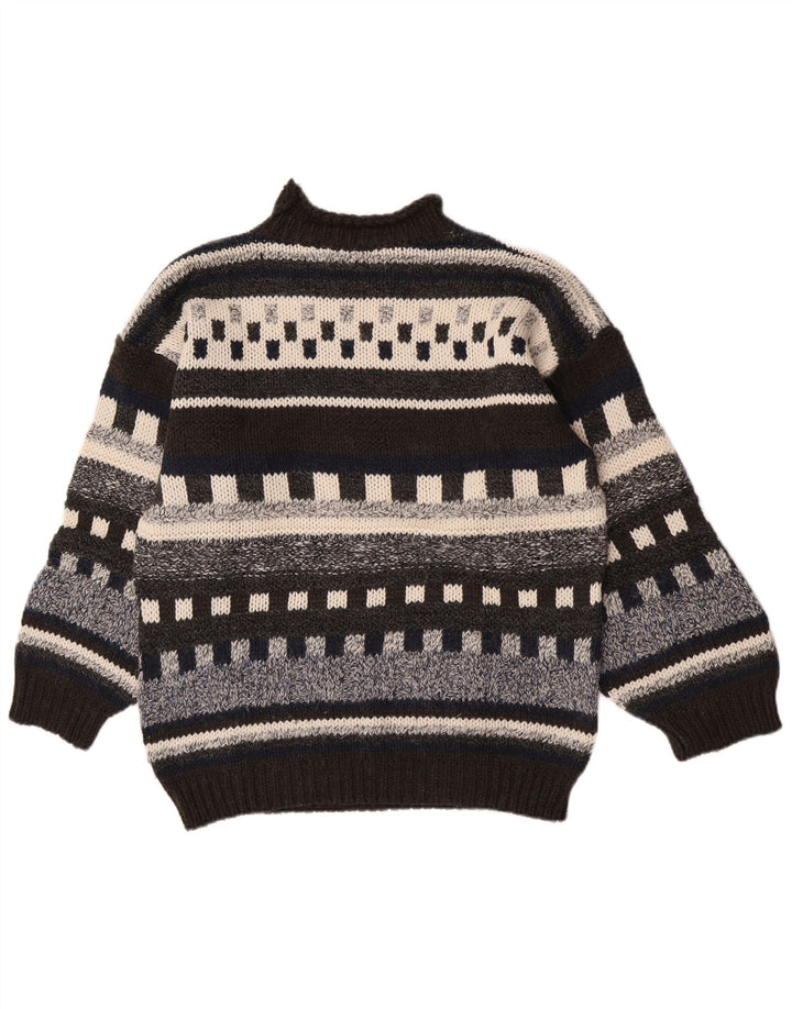 Vintage hombres tortuga cuello jumper suéter medio multicolor lana geométrica