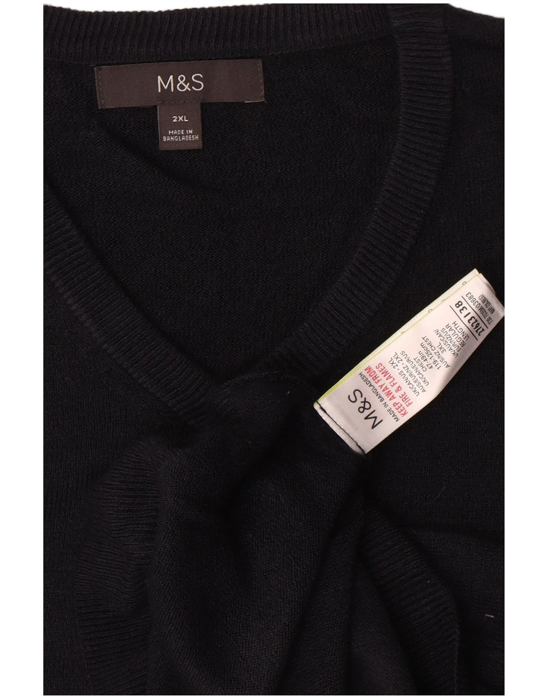 Marks & Spencer Suéter con Cuello en V para Hombre 2XL Acrílico Negro