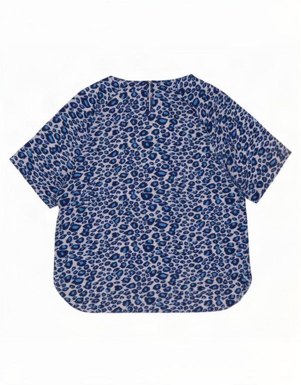 Marks & Spencer Blusa para Mujer Top UK 46 Grande Azul Estampado Animal Poliéster