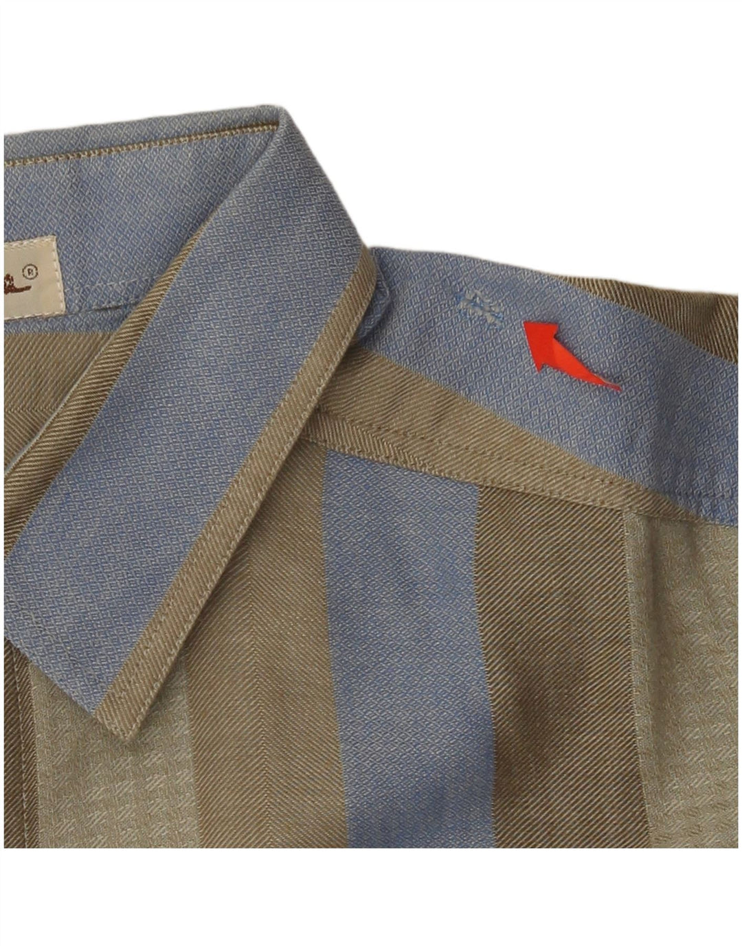 VINTAGE Camisa de hombre Talla 40 Mediana Caqui Rayas