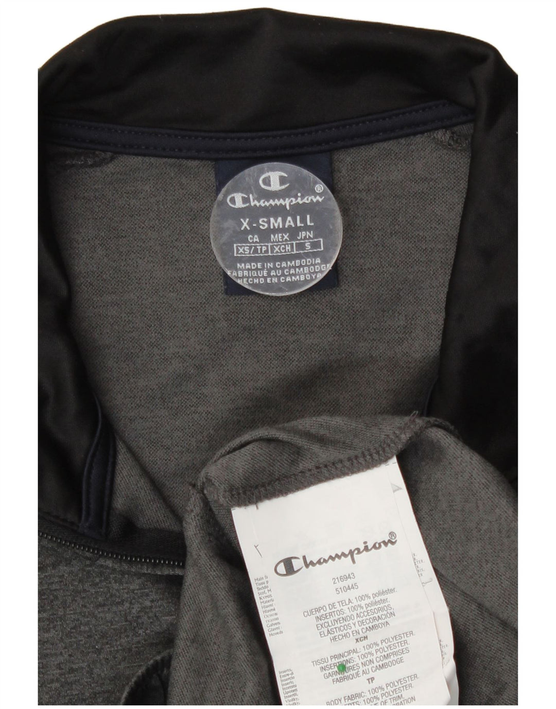 Champion Chaqueta De Chándal Con Gráfico Para Hombre XS Poliéster Color Block Gris