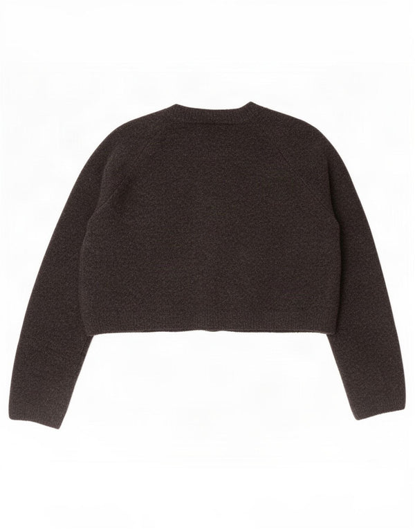 Zara Mujer Crop Suéter Cárdigan Extragrande Reino Unido 10 Pequeño Acrílico Gris