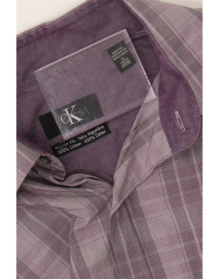 CALVIN KLEIN Camisa de corte regular para hombre Talla 16 Algodón a cuadros morado grande