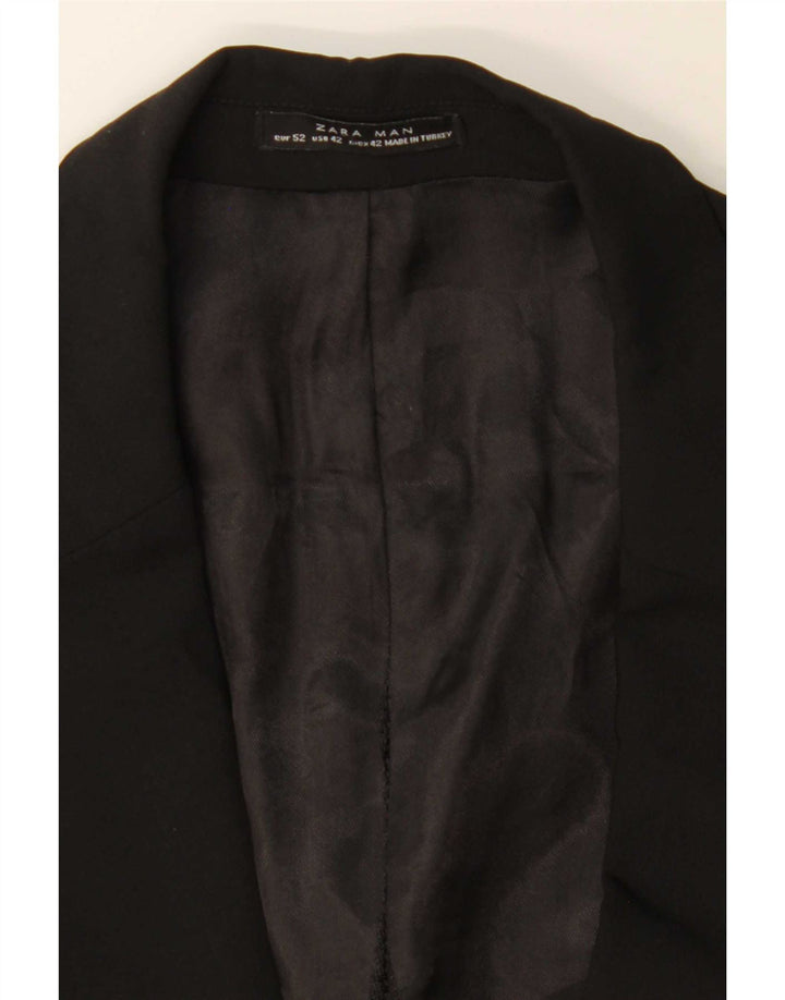 Zara Chaqueta tipo blazer de 2 botones para hombre EU 52 Grande Clásico de lana negra