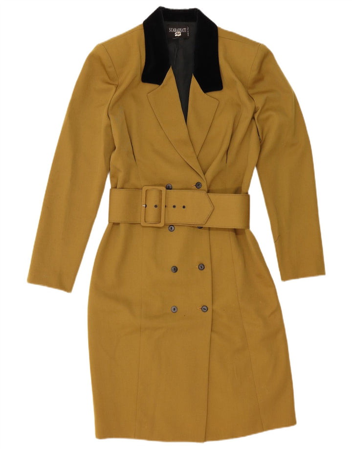 Abrigo vintage de mujer con doble botonadura IT 44 Lana mediana color caqui