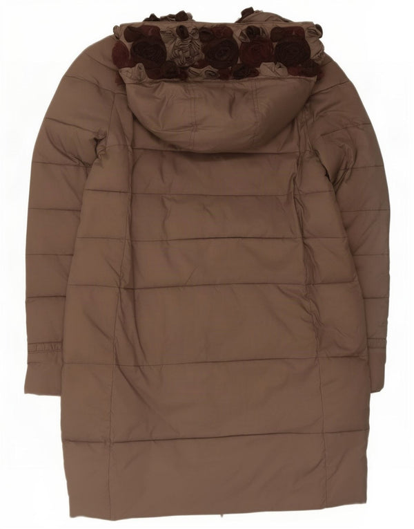 Simona Barbieri Abrigo acolchado con capucha para mujer UK 40 Small Grey