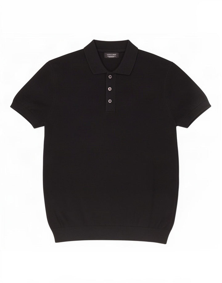 Zara Hombre Polo Mediano Viscosa Negro