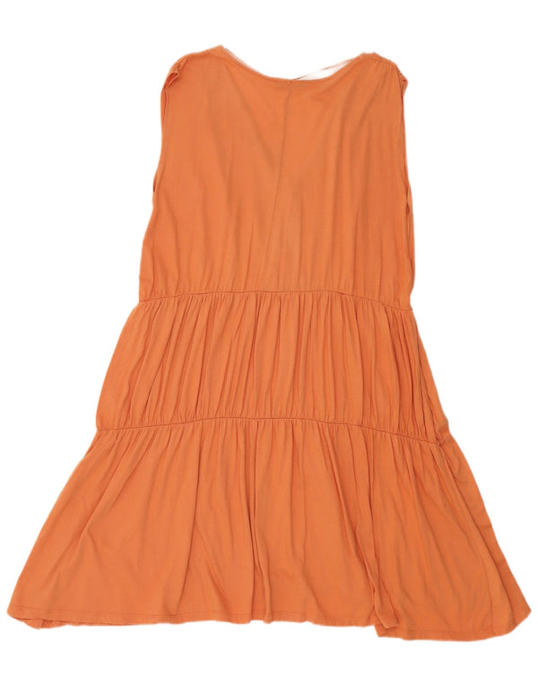 Zara Vestido Acampanado Sin Mangas para Mujer UK 44 Algodón Naranja Medio
