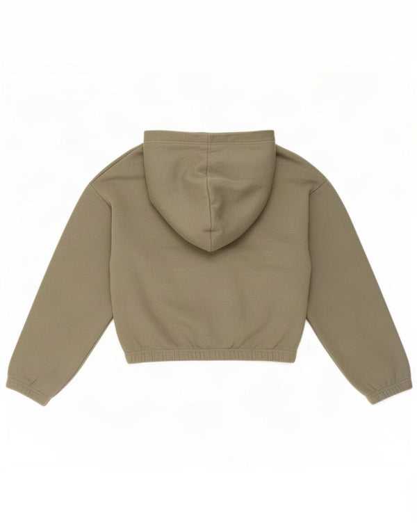 Zara Mujer Crop Oversize Sudadera con Capucha Jersey UK 10 Small Verde Algodón