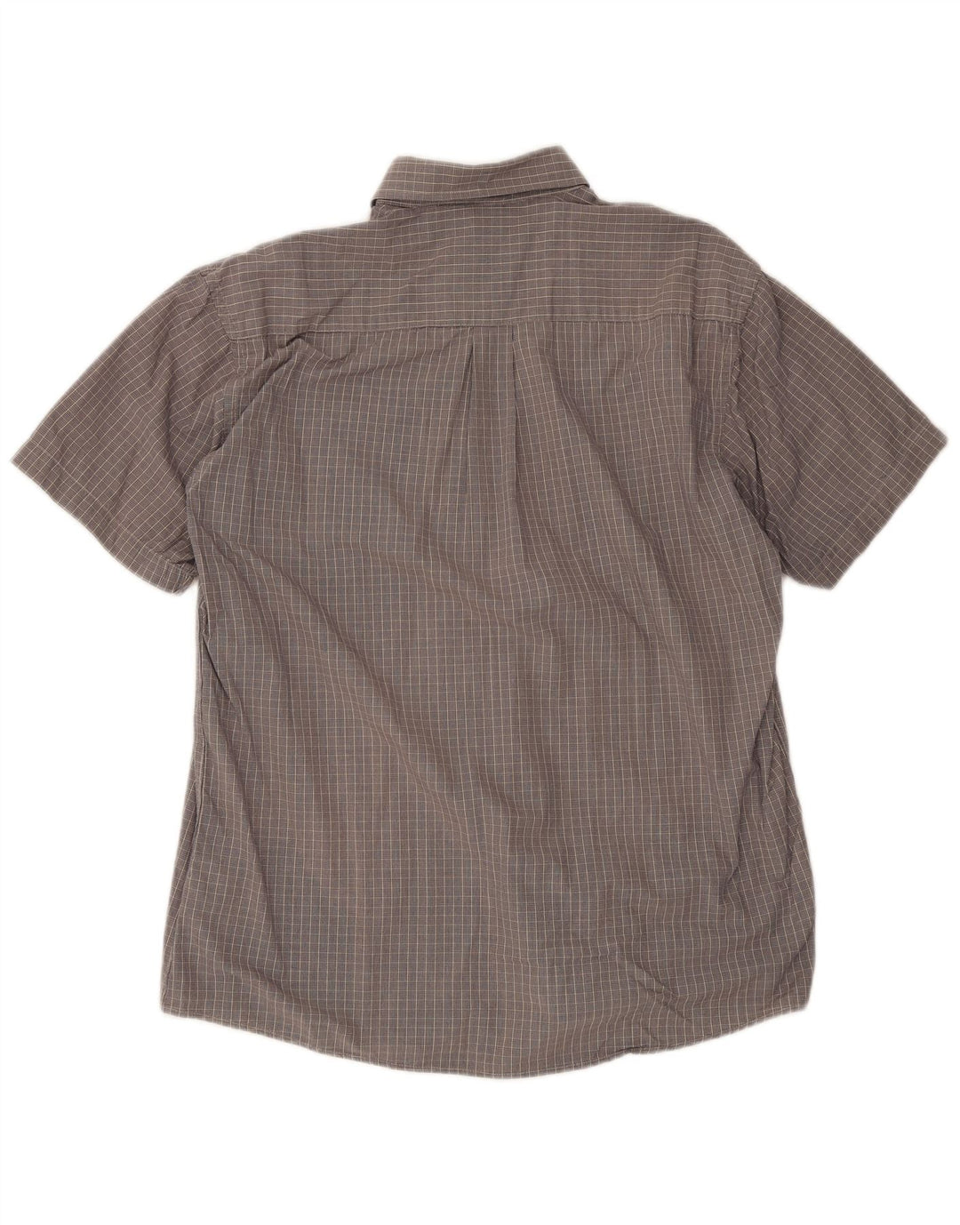Brugi Camisa de manga corta para hombre Talla 41 Algodón a cuadros gris grande