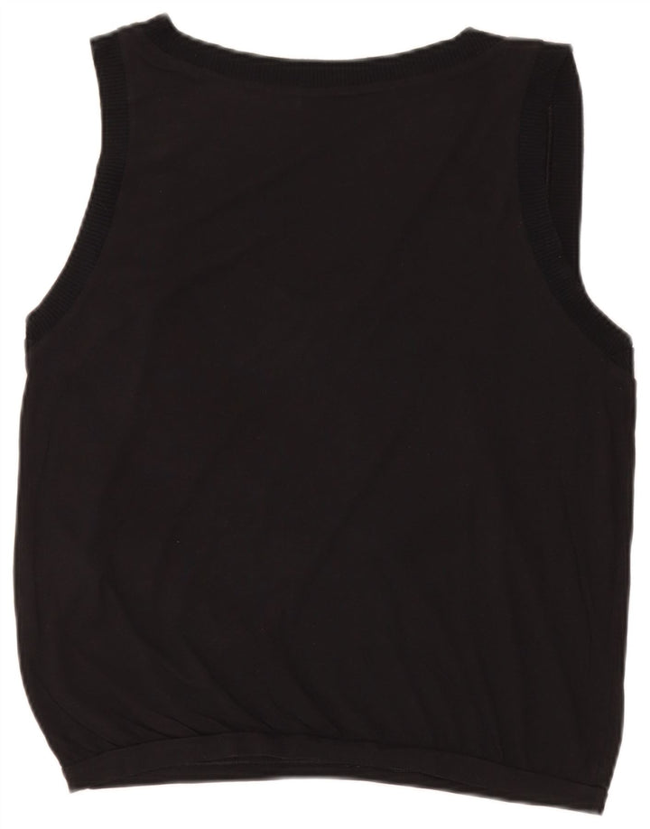 Benetton Camiseta Sin Mangas Mujer UK 46 Large Algodón Negro