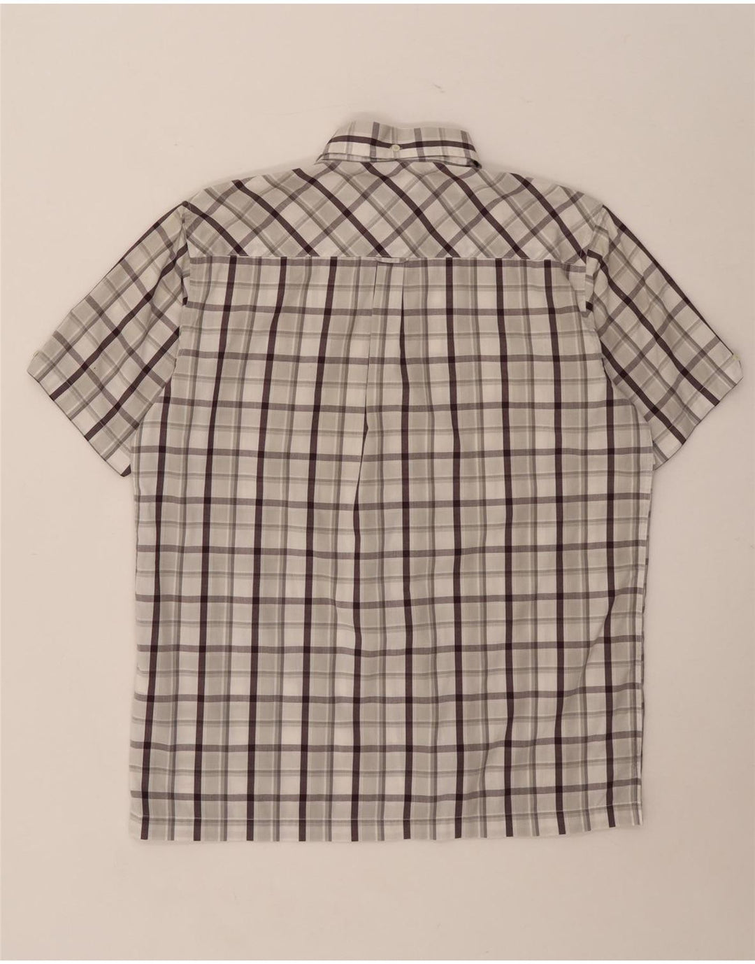 Ben Sherman Camisa de manga corta para hombre de algodón a cuadros gris medio