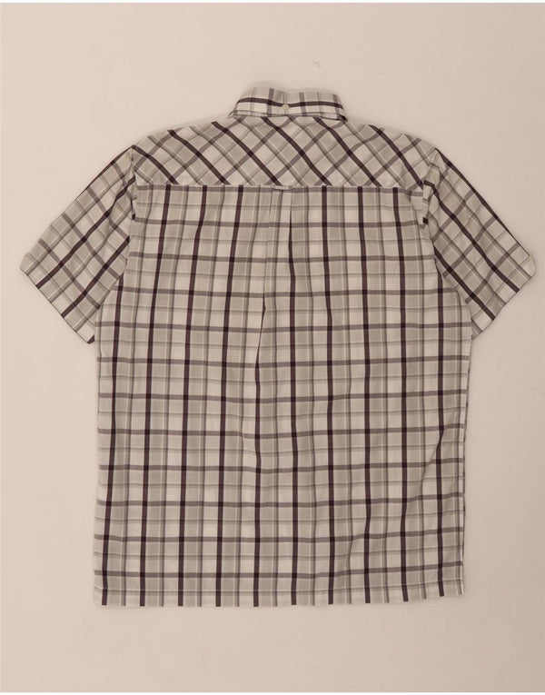 Ben Sherman Camisa de manga corta para hombre de algodón a cuadros gris medio