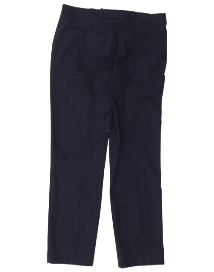 Marks & Spencer Pantalón de traje ajustado para hombre W32 L31 Lana azul marino