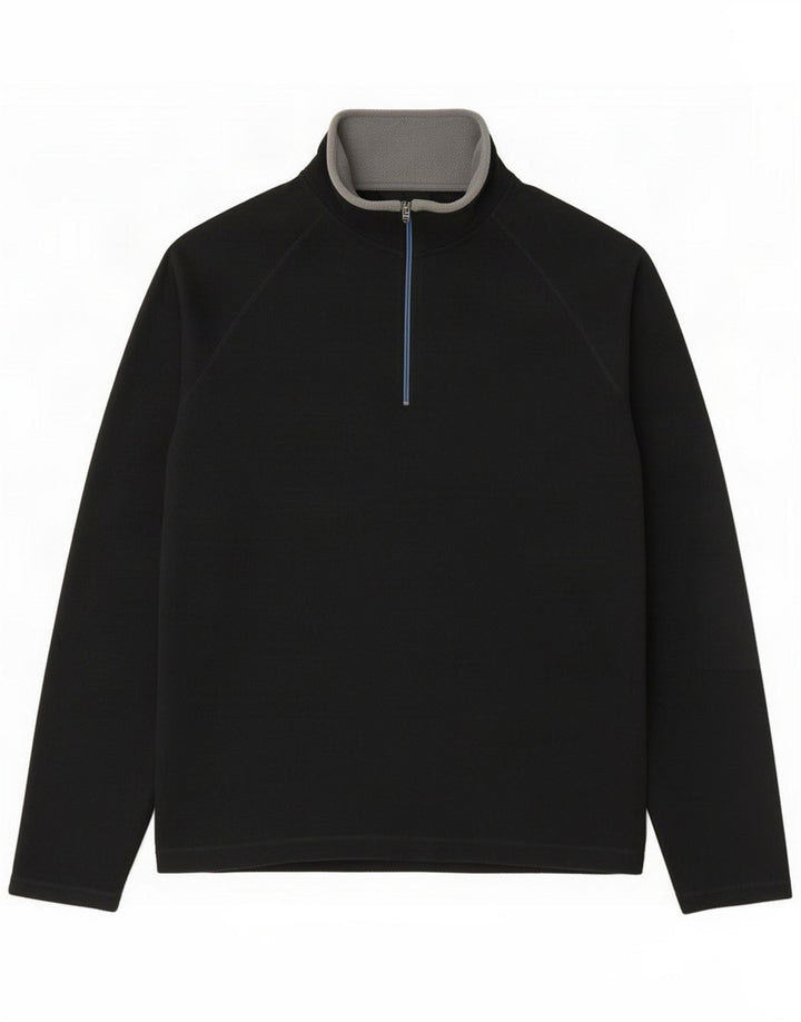 Gap Jersey de forro polar con cuello y cremallera para hombre Poliéster negro mediano