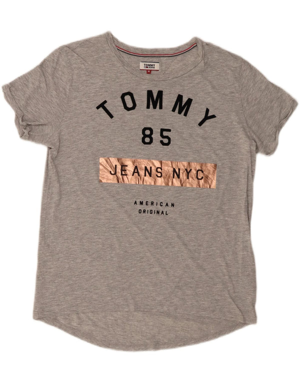 Tommy Hilfiger Camiseta gráfica para mujer Top UK 12 Algodón moteado gris medio