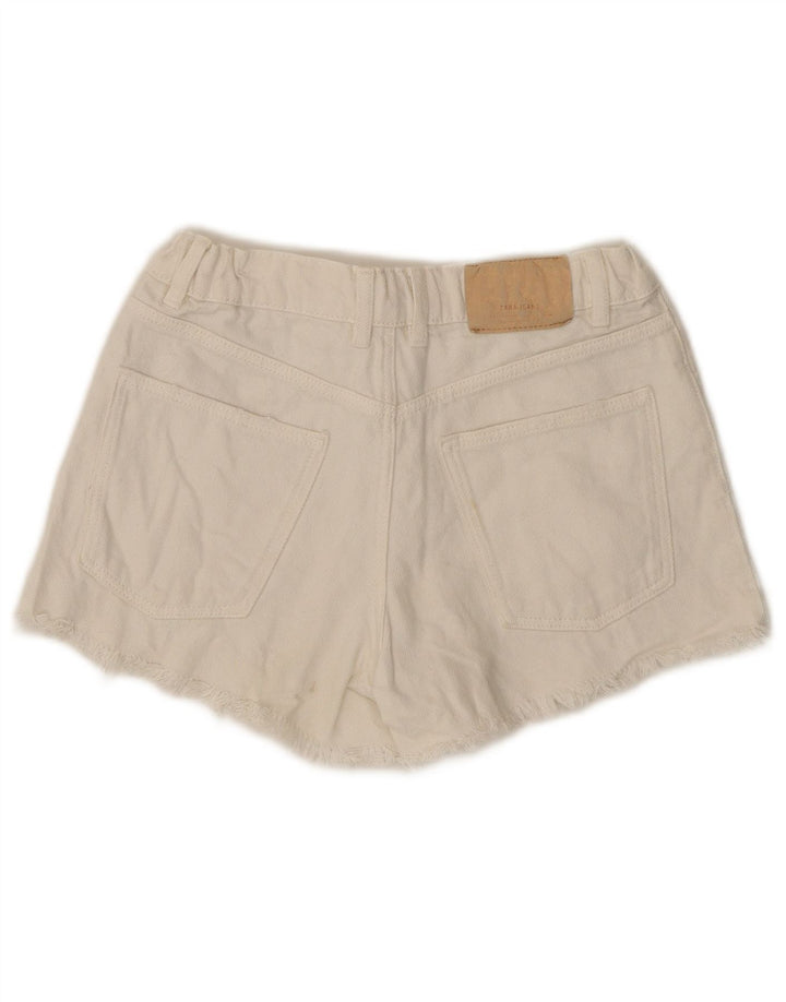 ZARA Shorts Vaqueros Desgastados para Niña 13-14 Años W26 Blanco Roto