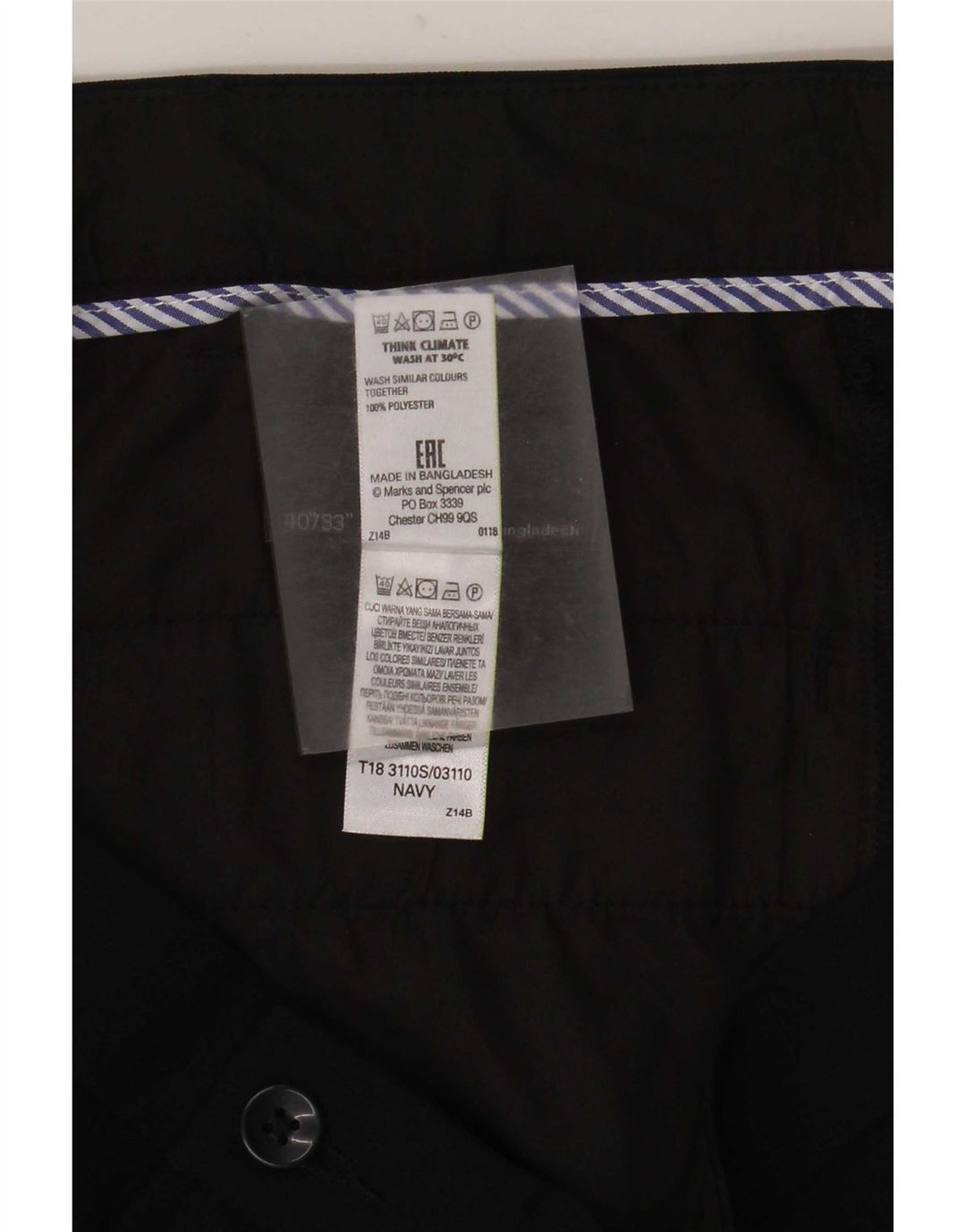 Marks & Spencer Pantalones chinos ajustados para hombre W40 L33 Poliéster azul marino
