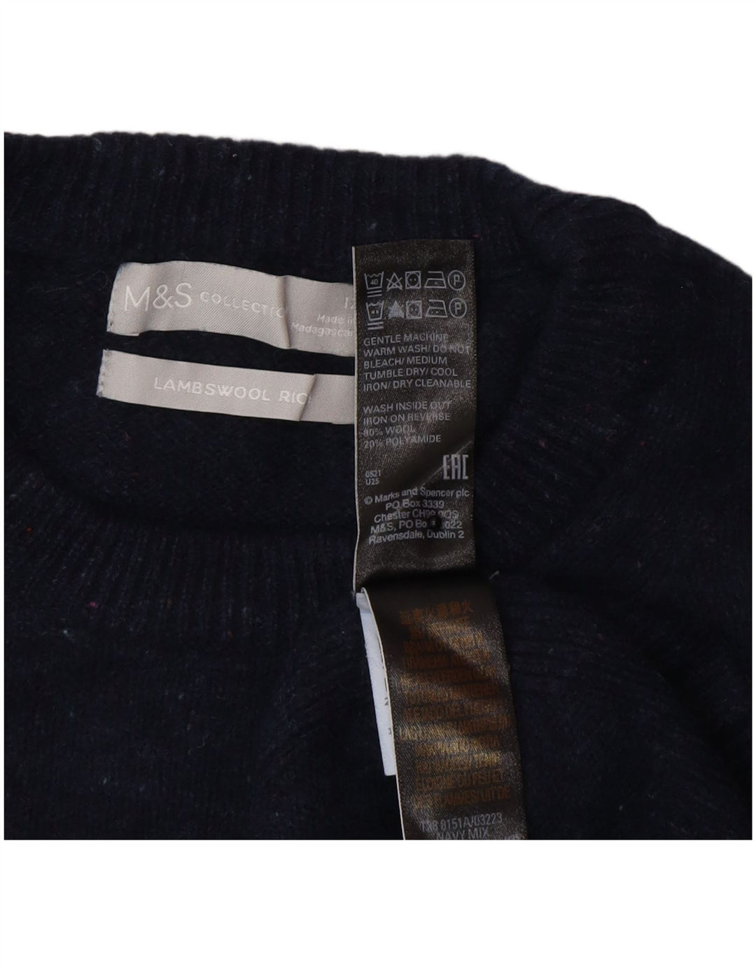 Marks & Spencer - Jersey de cuello redondo para mujer, talla 40, talla mediana, color azul marino