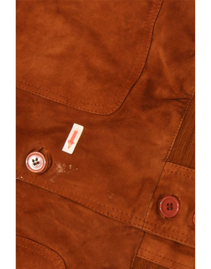 Vintage hombres ante bomber chaqueta EU 52 XL cuero marrón