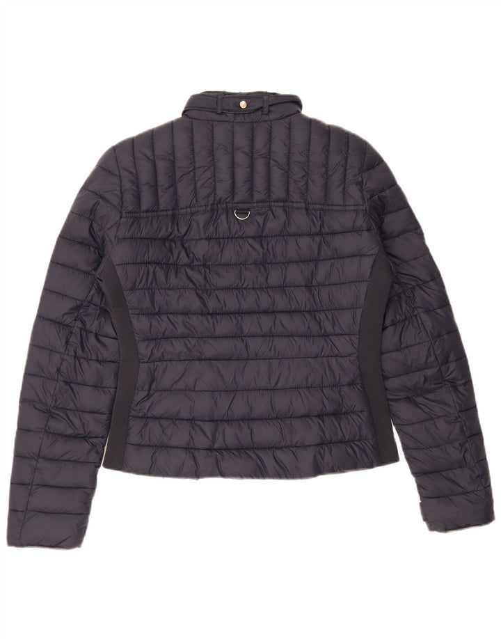 Zara Mujer Chaqueta Acolchada UK 10 Small Azul Marino Nylon