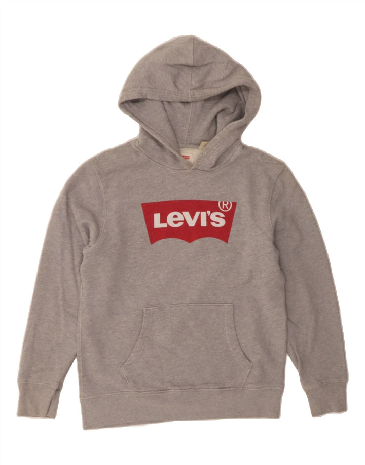 LEVI'S Mens Graphic Hoodie Jumper Small Grey Vintage Levi's and Second-Hand Levi's from Messina Hembry 