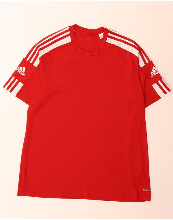 Adidas Hombre Aeroready Camiseta Top XL Rojo Colorblock Poliéster
