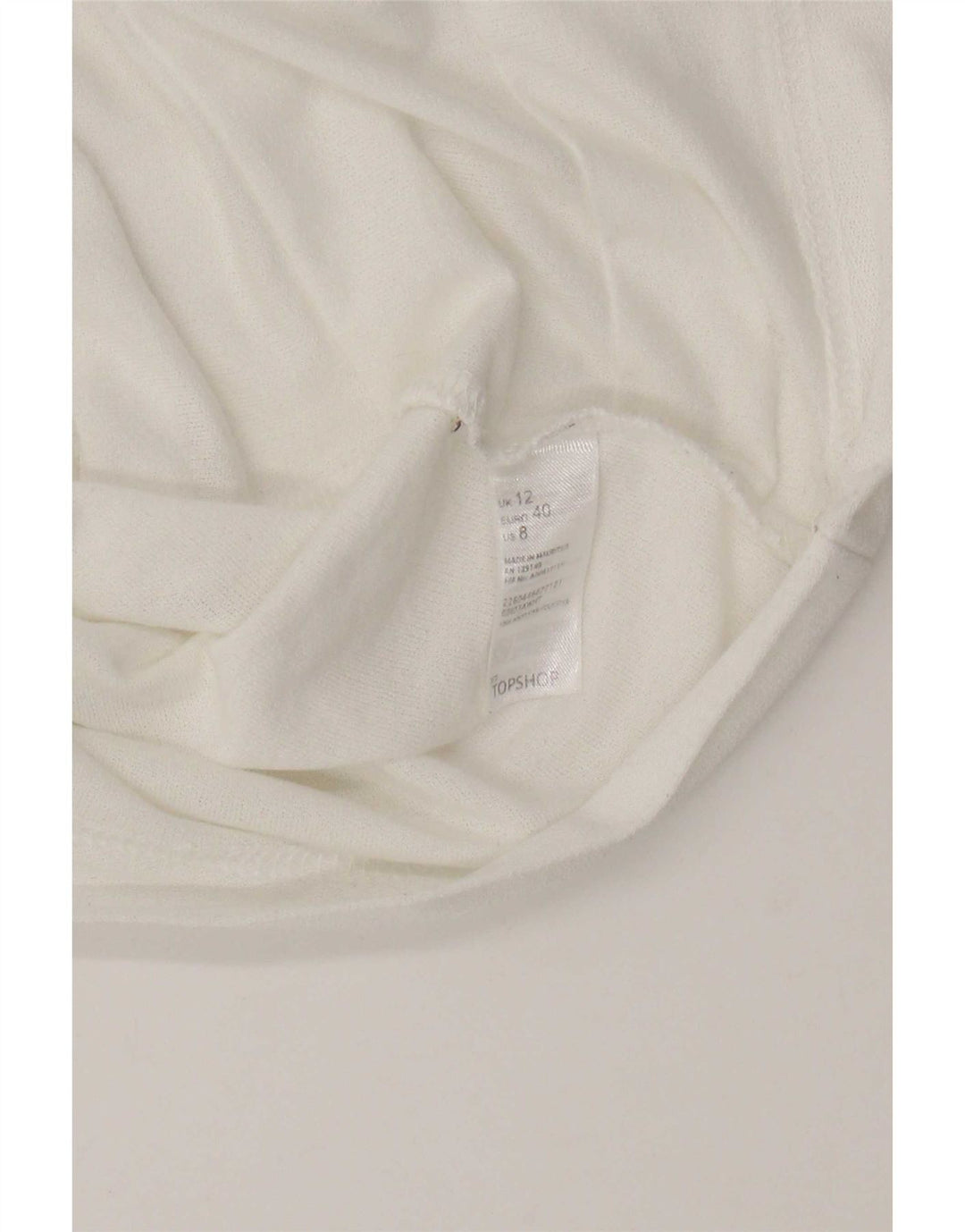 Topshop Camiseta corta para mujer UK 12 Medium White Poliéster