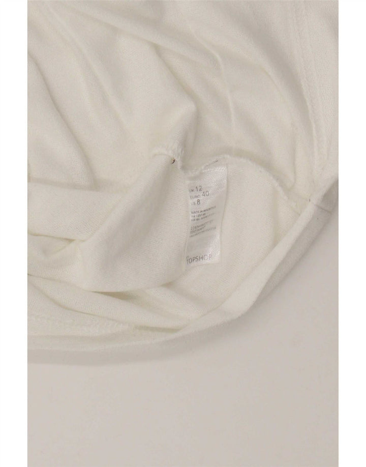 Topshop Camiseta corta para mujer UK 12 Medium White Poliéster