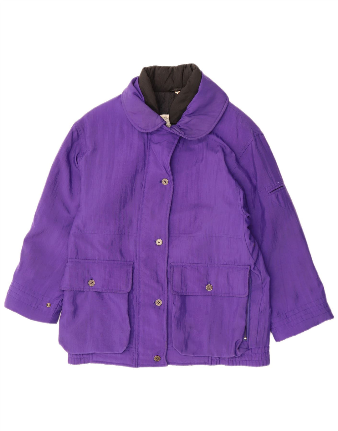 Vintage mujer chaqueta de esquí de gran tamaño Reino Unido 8 pequeña poliamida púrpura retro