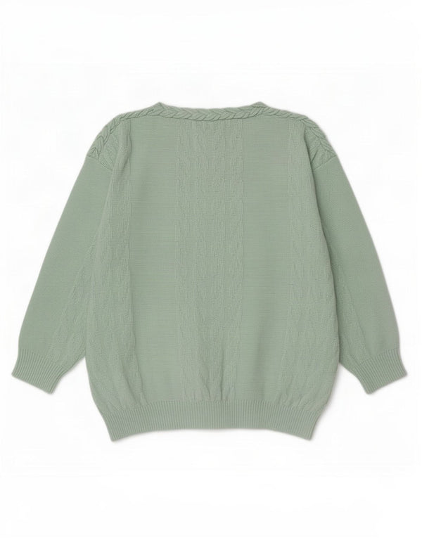 Vintage mujer Cardigan suéter Reino Unido 20 2XL verde