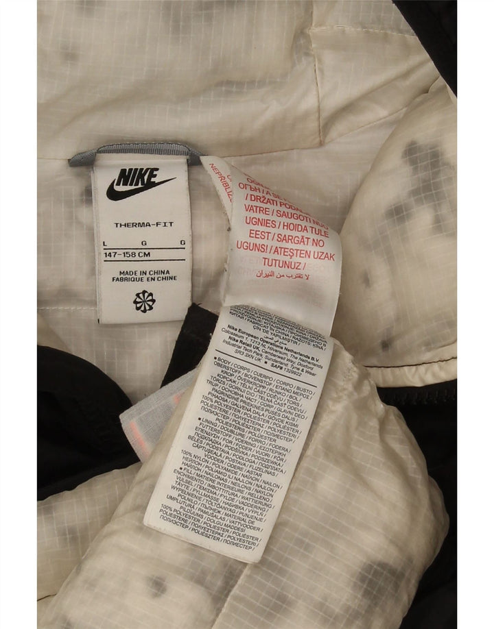 Nike Chaqueta acolchada con capucha para niños de 12 a 13 años, talla grande, nailon negro