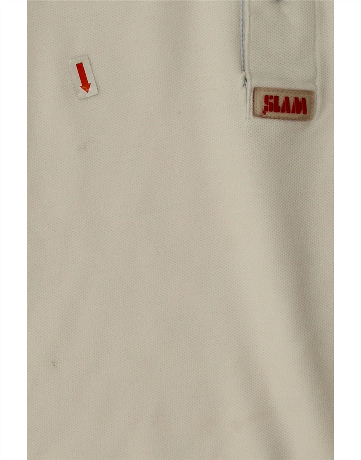 Slam Polo para hombre de algodón blanco grande