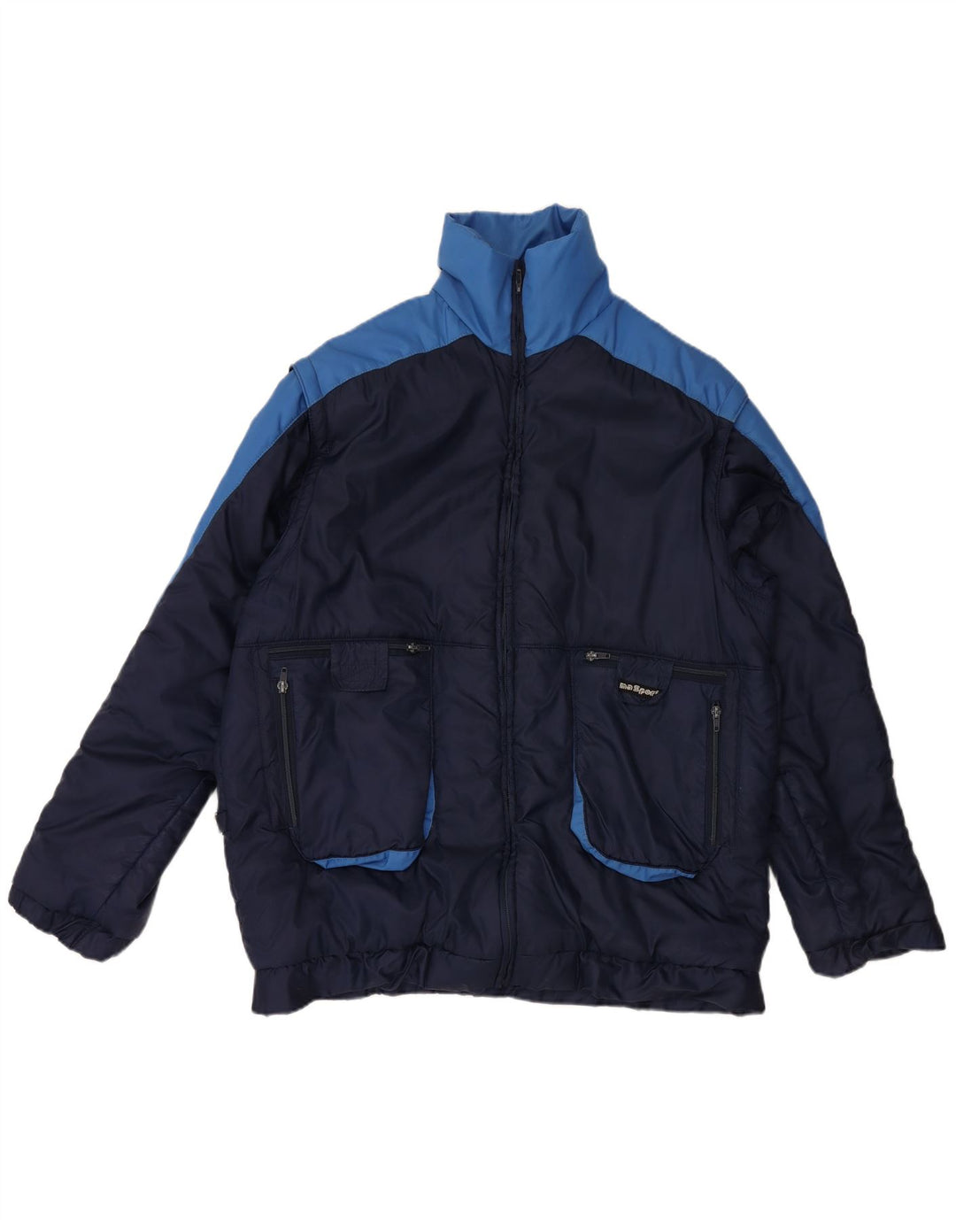 VINTAGE Chaqueta acolchada para hombre Reino Unido 42 XL Bloque de color azul marino