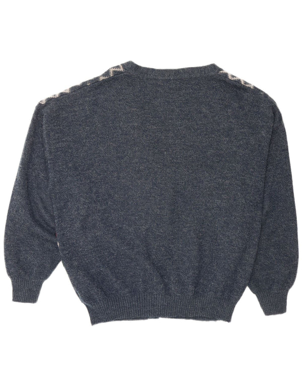 CANDA Suéter tipo cárdigan holgado para hombre 2XL Azul marino Argyle/Diamante Acrílico