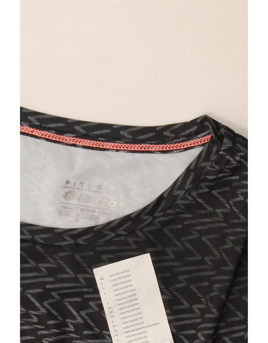 Lotto Camiseta para mujer Top UK 40 Medium Black Chevron Poliéster