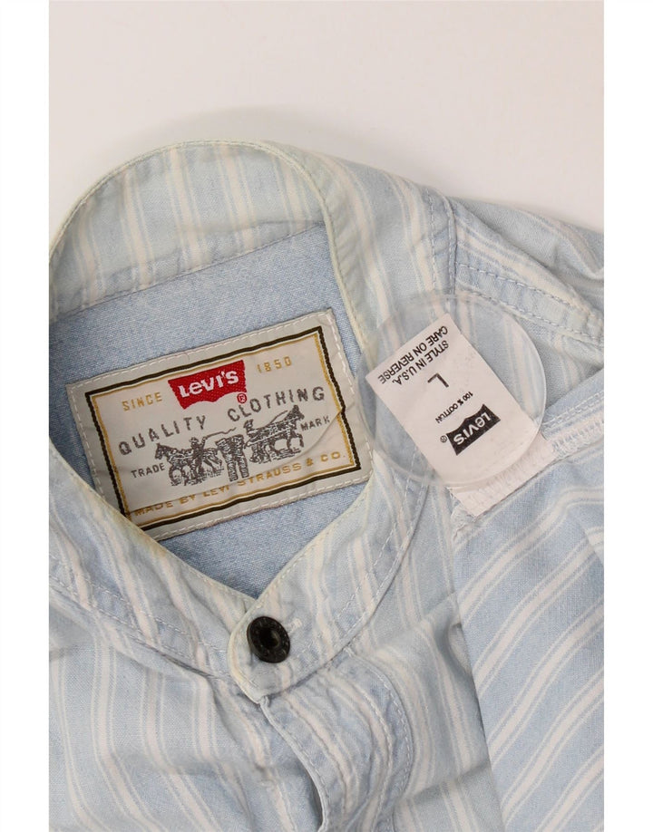 Camisa Levi's Hombre De Manga Corta De Algodón A Rayas Azul Grande