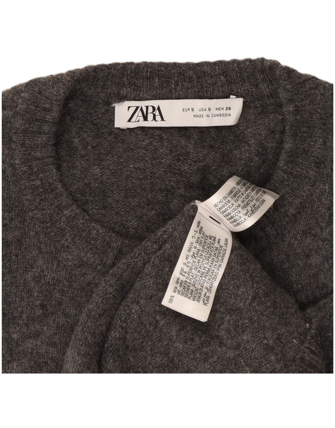 Zara Mujer Cárdigan Suéter UK 10 Small Gris Lana