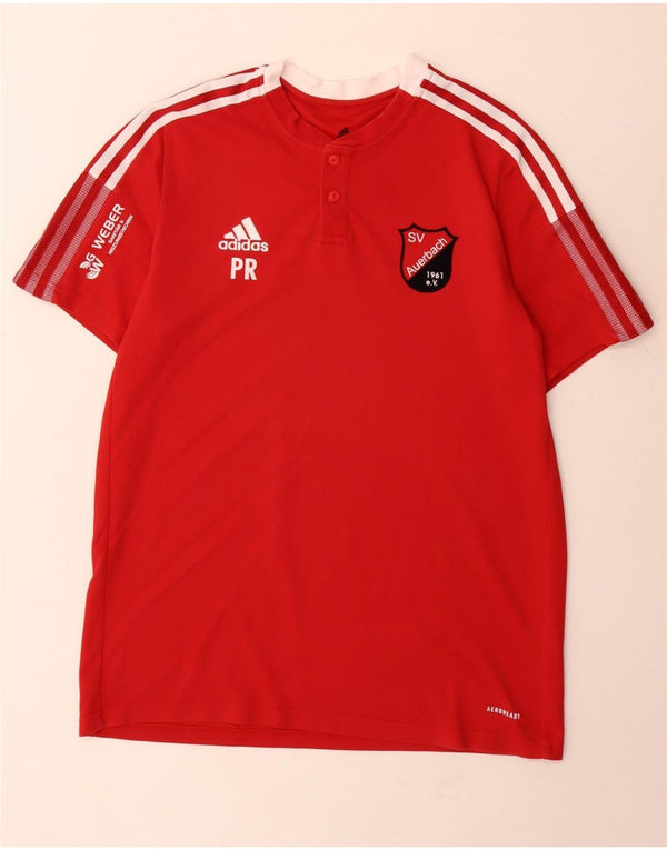 Adidas Hombre Aeroready Graphic Camiseta Superior Medio Rojo Colorblock Algodón